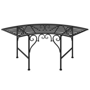 Tree Bench 113 cm Black Steel - Stylish Outdoor Seating