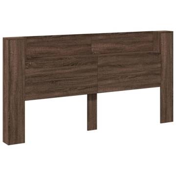 Stylish LED Headboard Cabinet in Brown Oak - 200x16.5 cm