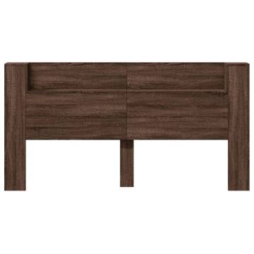 Stylish LED Headboard Cabinet in Brown Oak - 200x16.5 cm