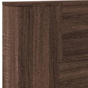 Stylish LED Headboard Cabinet in Brown Oak - 200x16.5 cm