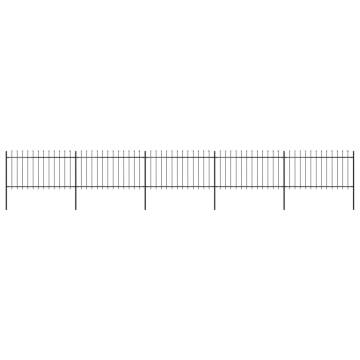 Elegant Garden Fence with Spear Top Steel - 8.5m Black