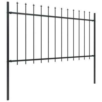 Elegant Garden Fence with Spear Top Steel - 8.5m Black