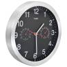 Black Wall Clock with Quartz Movement, Hygrometer & Thermometer