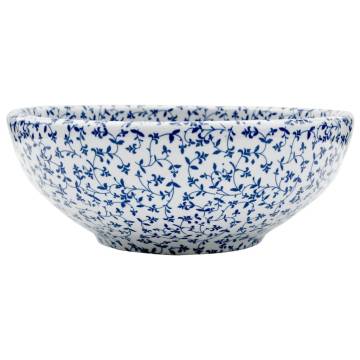 Countertop Basin White & Blue Round 41x14 cm - Chic Ceramic Sink