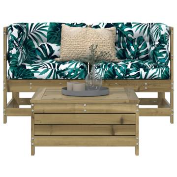 3 Piece Garden Sofa Set - Durable Pine Wood Furniture