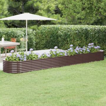 Garden Raised Bed | Powder-coated Steel 440x80x36 cm Brown