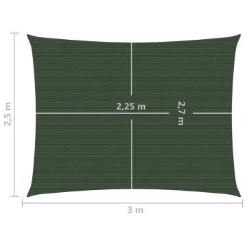 Sunshade Sail 2.5x3m Dark Green - UV & Mold Resistant