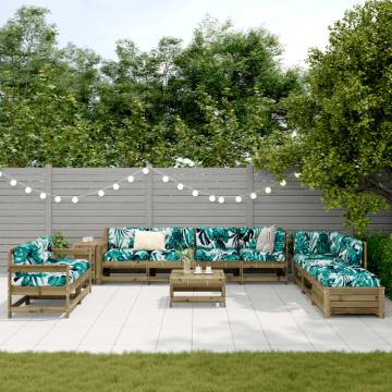 11 Piece Garden Sofa Set - Durable Pine Wood Furniture