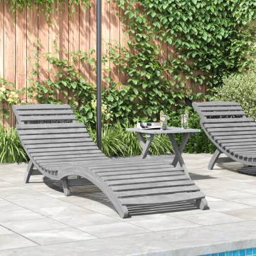 Grey Solid Wood Acacia Sun Lounger & Table | HiPoMarket