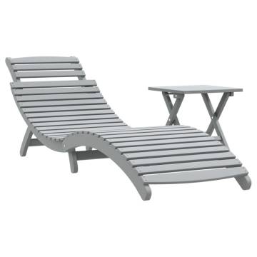 Grey Solid Wood Acacia Sun Lounger & Table | HiPoMarket