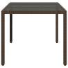 Garden Table with Glass Top - Brown Poly Rattan 150x90cm