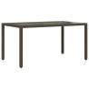 Garden Table with Glass Top - Brown Poly Rattan 150x90cm