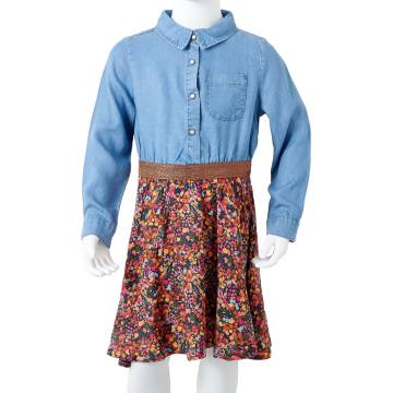 Kids' Dress Long Sleeves Navy & Denim Blue - Size 104 | HipoMarket