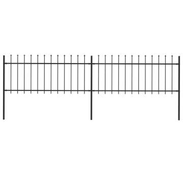 Garden Fence with Spear Top Steel 3.4x0.8 m Black