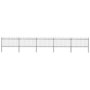 Elegant Hoop Top Steel Garden Fence - 8.5x1 m Black