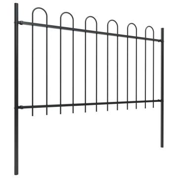 Elegant Hoop Top Steel Garden Fence - 8.5x1 m Black