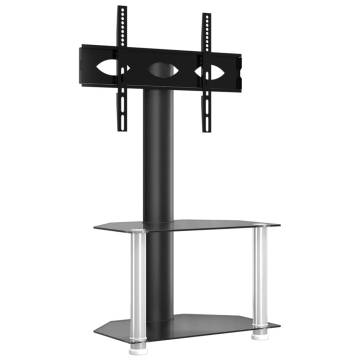 Corner TV Stand 2-Tiers for 32-70 Inch - Black & Silver