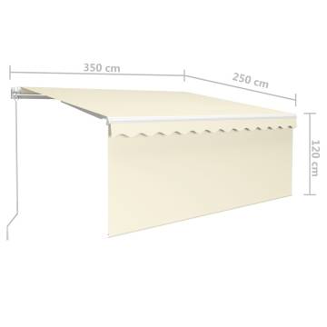 Manual Retractable Awning with Blind & LED - 3.5x2.5m Cream