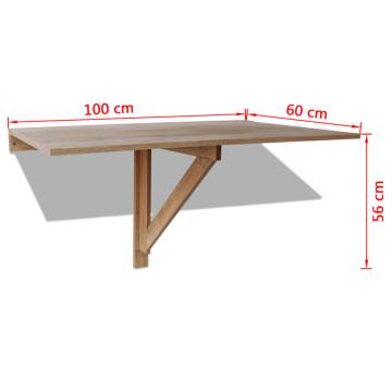 Folding Wall Table Oak 100x60 cm | Space-Saving Design