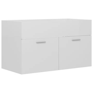 High Gloss White Sink Cabinet with Built-in Basin - Modern Design