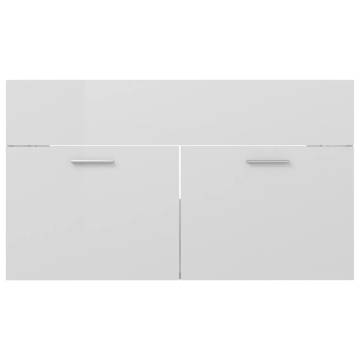 High Gloss White Sink Cabinet with Built-in Basin - Modern Design