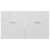 High Gloss White Sink Cabinet with Built-in Basin - Modern Design