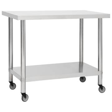 Stainless Steel Kitchen Work Table with Wheels - 80x60x85 cm