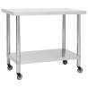 Stainless Steel Kitchen Work Table with Wheels - 80x60x85 cm