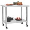 Stainless Steel Kitchen Work Table with Wheels - 80x60x85 cm