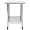 Stainless Steel Kitchen Work Table with Wheels - 80x60x85 cm