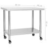 Stainless Steel Kitchen Work Table with Wheels - 80x60x85 cm