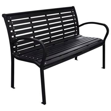 Stylish Black Garden Bench - 116 cm Steel & WPC