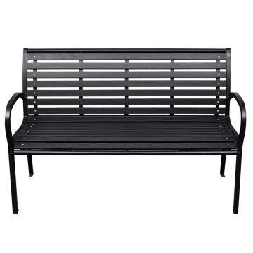 Stylish Black Garden Bench - 116 cm Steel & WPC