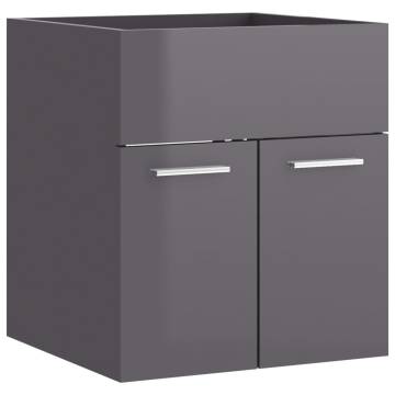 High Gloss Grey Sink Cabinet - Stylish Bathroom Storage