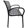 Stylish Black Garden Bench - 116 cm Steel & WPC