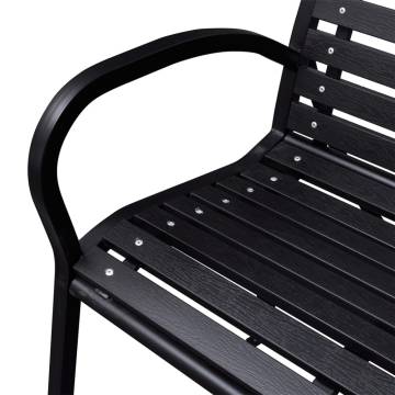 Stylish Black Garden Bench - 116 cm Steel & WPC