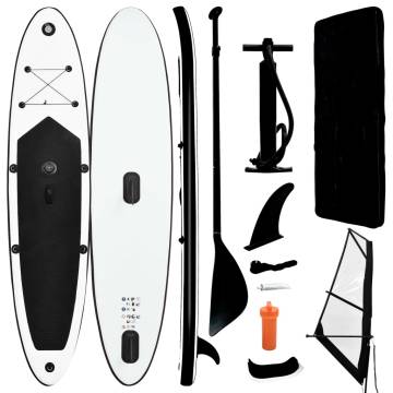 Inflatable Stand Up Paddleboard with Sail Set - Black & White