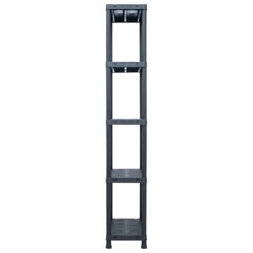 5-Piece Black Storage Shelf Racks - 125 kg Capacity