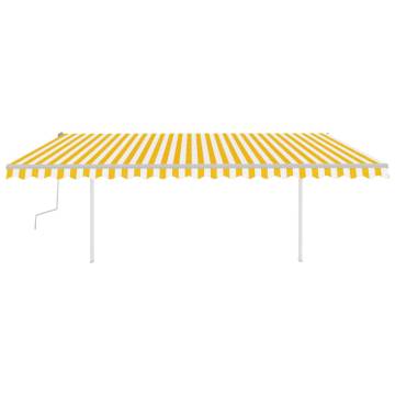 Manual Retractable Awning with LED - Yellow & White 5x3.5m