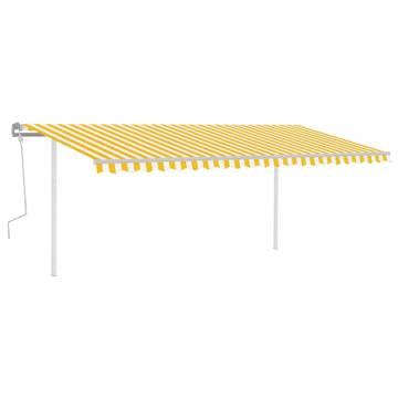 Manual Retractable Awning with LED - Yellow & White 5x3.5m