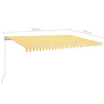 Manual Retractable Awning with LED - Yellow & White 5x3.5m