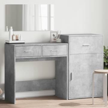 3 Piece Dressing Table Set - Concrete Grey Engineered Wood