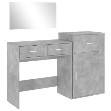 3 Piece Dressing Table Set - Concrete Grey Engineered Wood