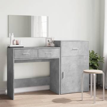 3 Piece Dressing Table Set - Concrete Grey Engineered Wood