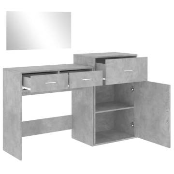 3 Piece Dressing Table Set - Concrete Grey Engineered Wood