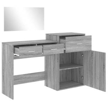 3 Piece Grey Sonoma Dressing Table Set - Stylish & Functional