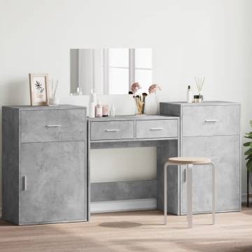 4 Piece Dressing Table Set - Concrete Grey Engineered Wood