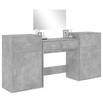 4 Piece Dressing Table Set - Concrete Grey Engineered Wood