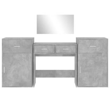 4 Piece Dressing Table Set - Concrete Grey Engineered Wood