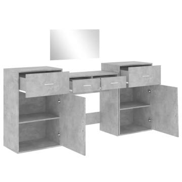 4 Piece Dressing Table Set - Concrete Grey Engineered Wood